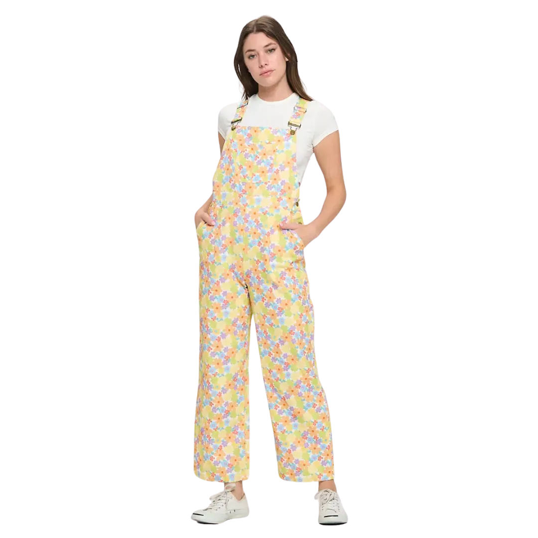 Colorful Blooming Flowers Print Overalls