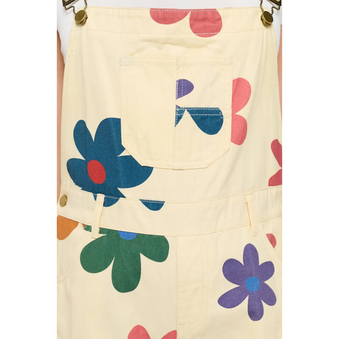 Colorful Daisy Print Overalls