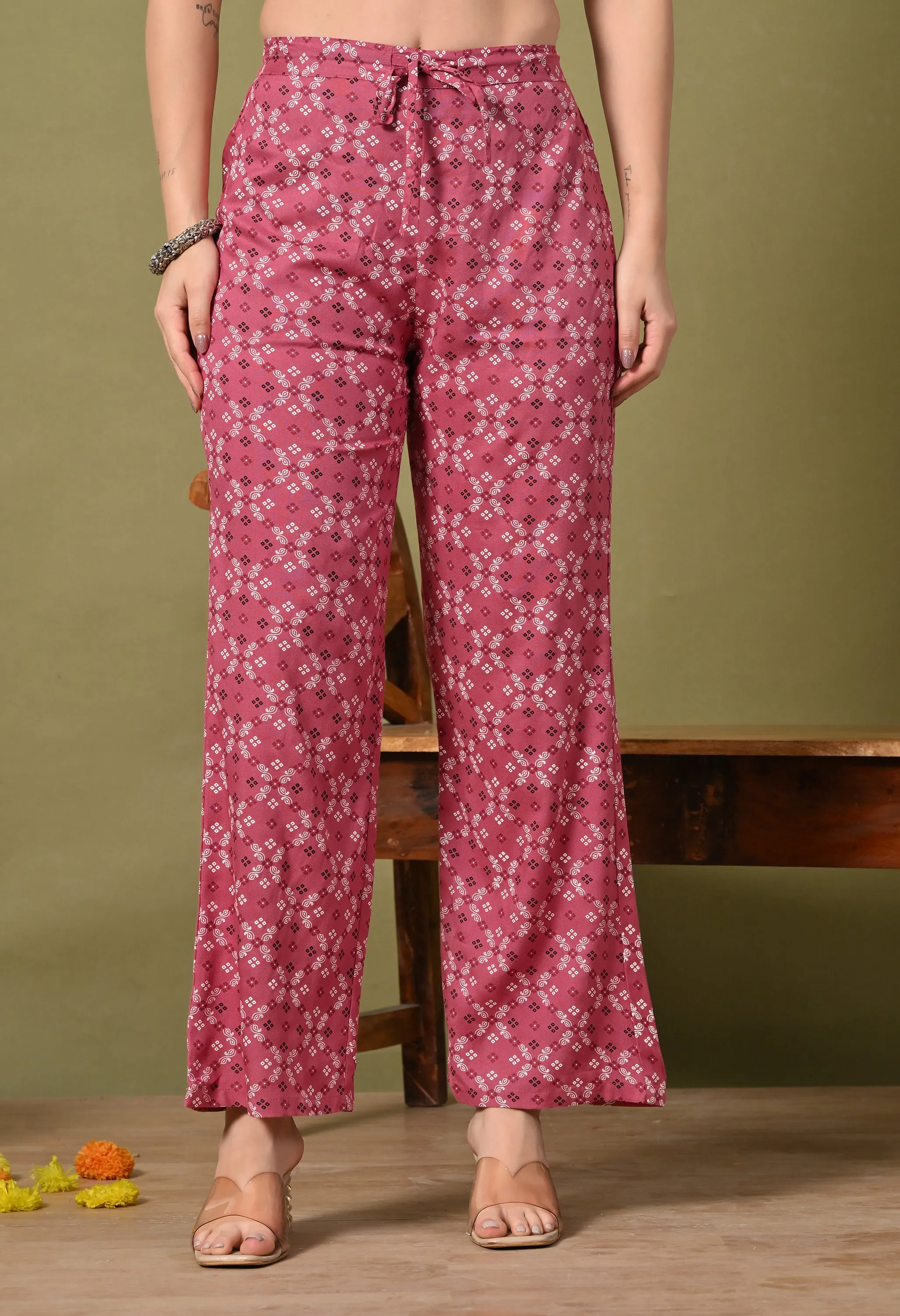 Crimson Charm Rayon Co-Ord Set