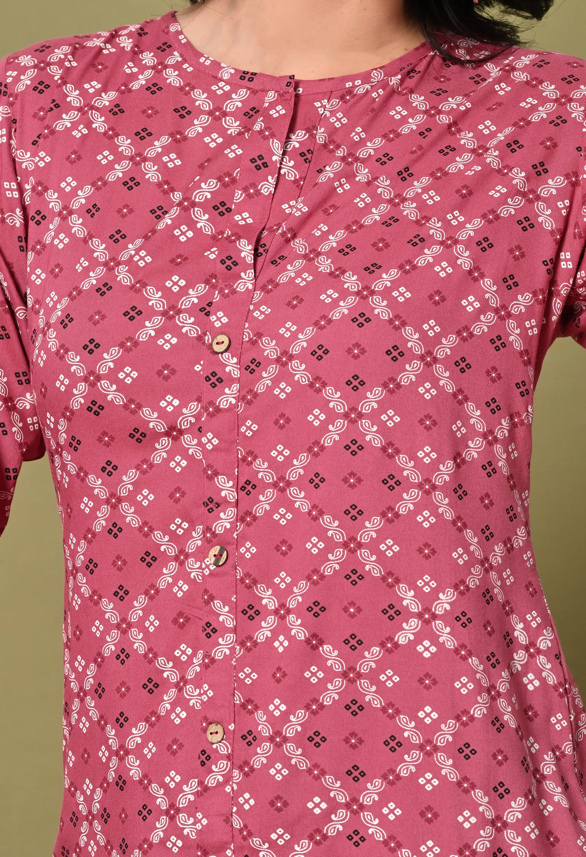 Crimson Charm Rayon Co-Ord Set