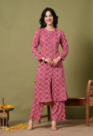 Crimson Charm Rayon Co-Ord Set