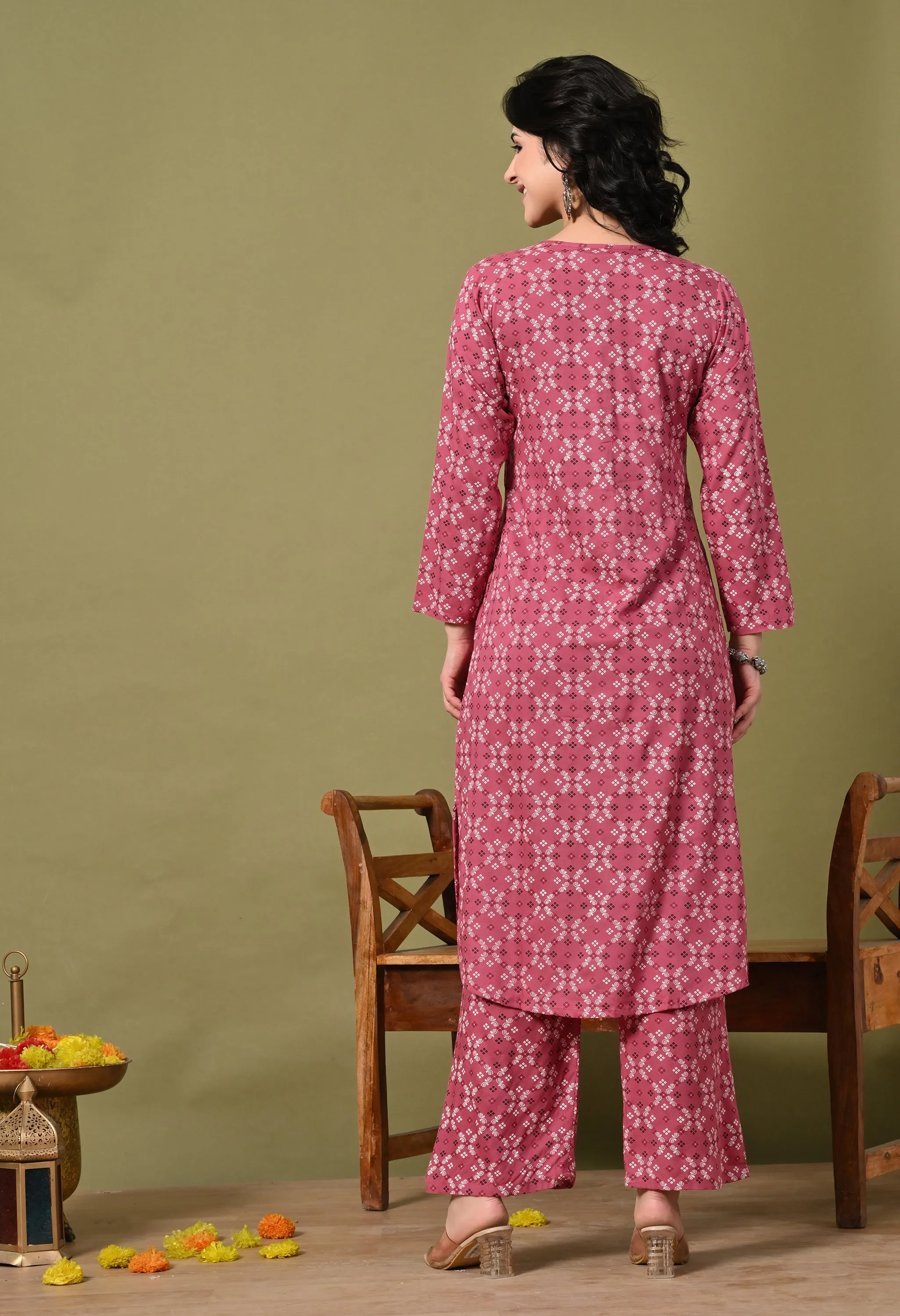 Crimson Charm Rayon Co-Ord Set