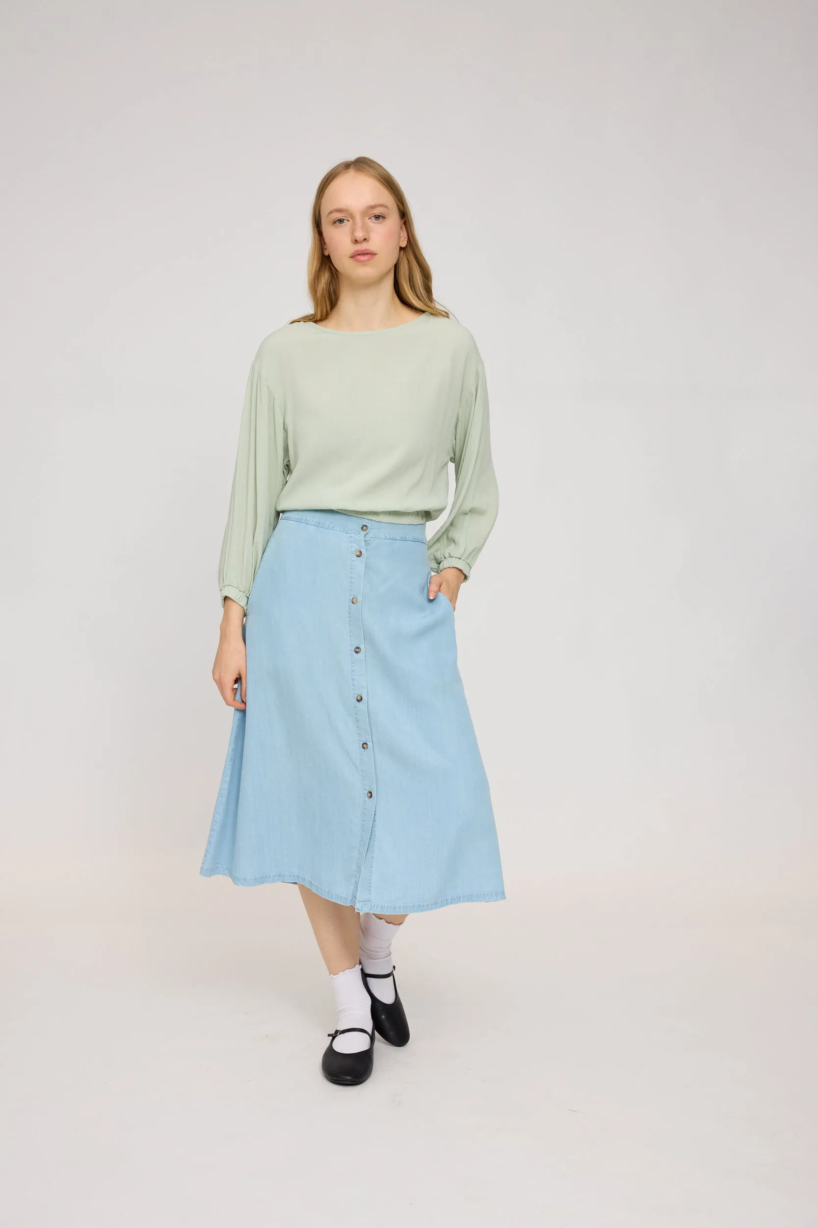 Crinkle Wide Sleeve Blouse