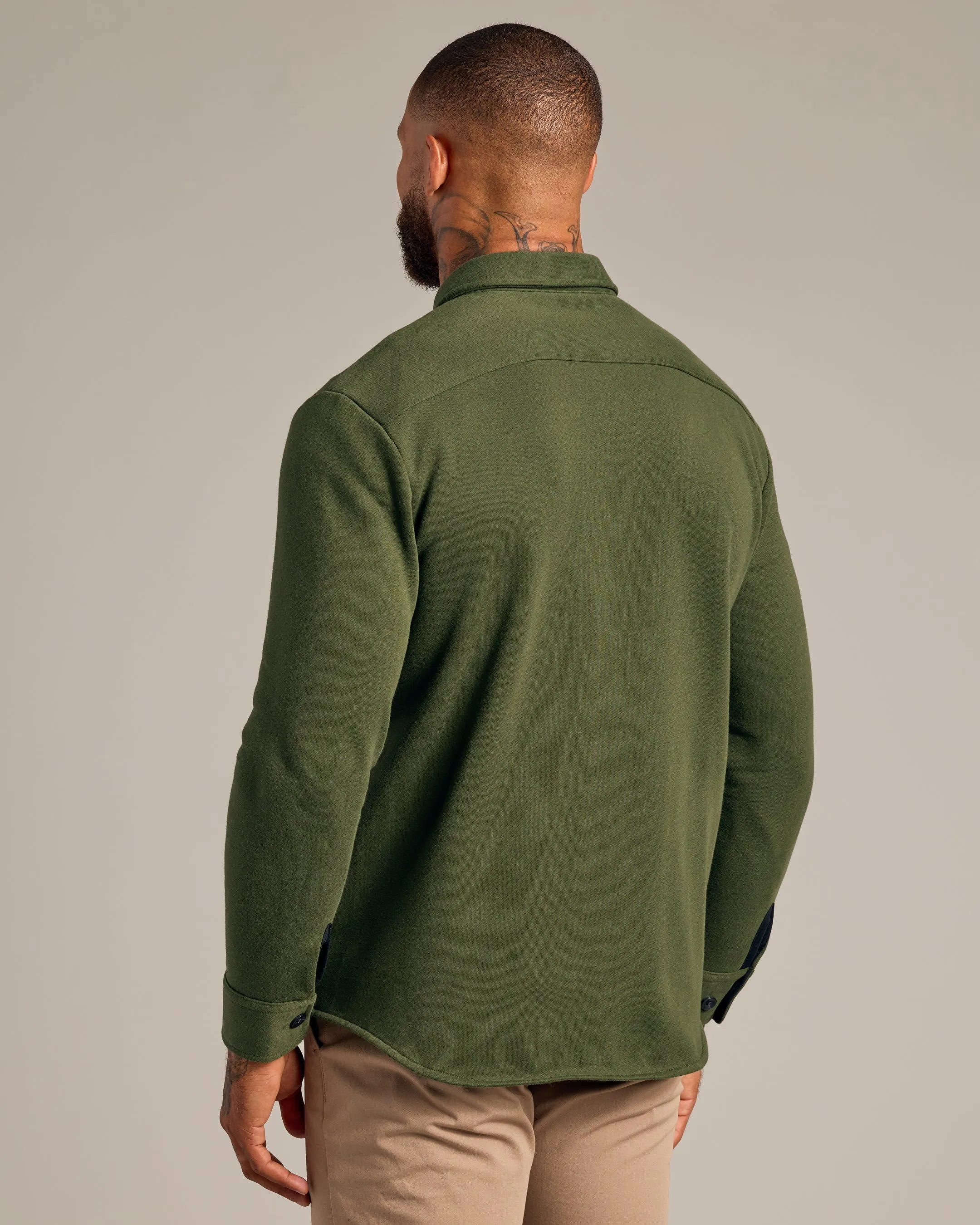 Dark Olive Fleece Shirt Jacket