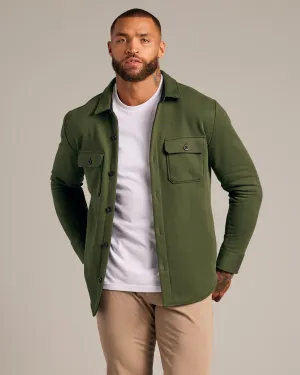 Dark Olive Fleece Shirt Jacket