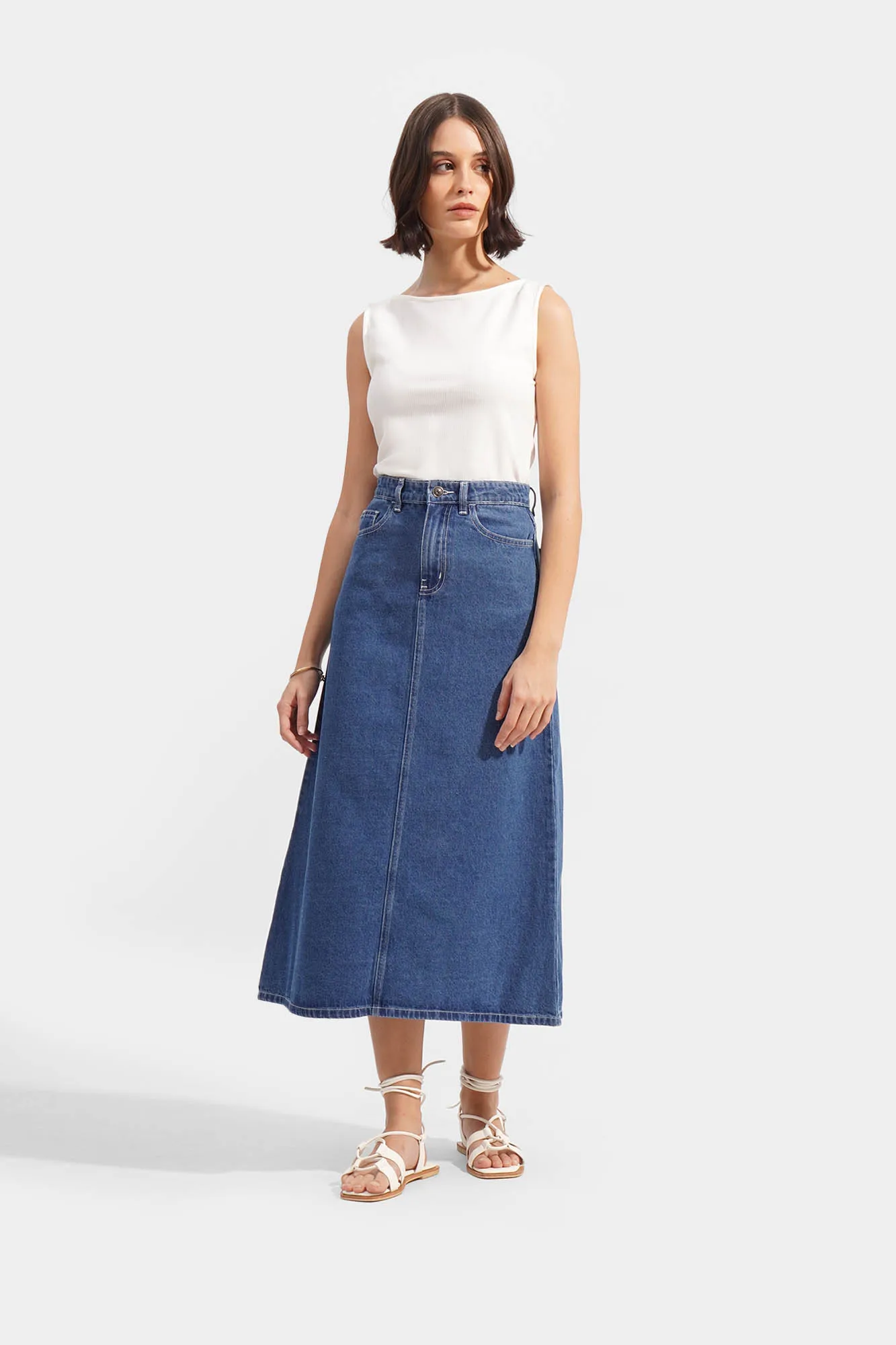 Denim Midi Skirt