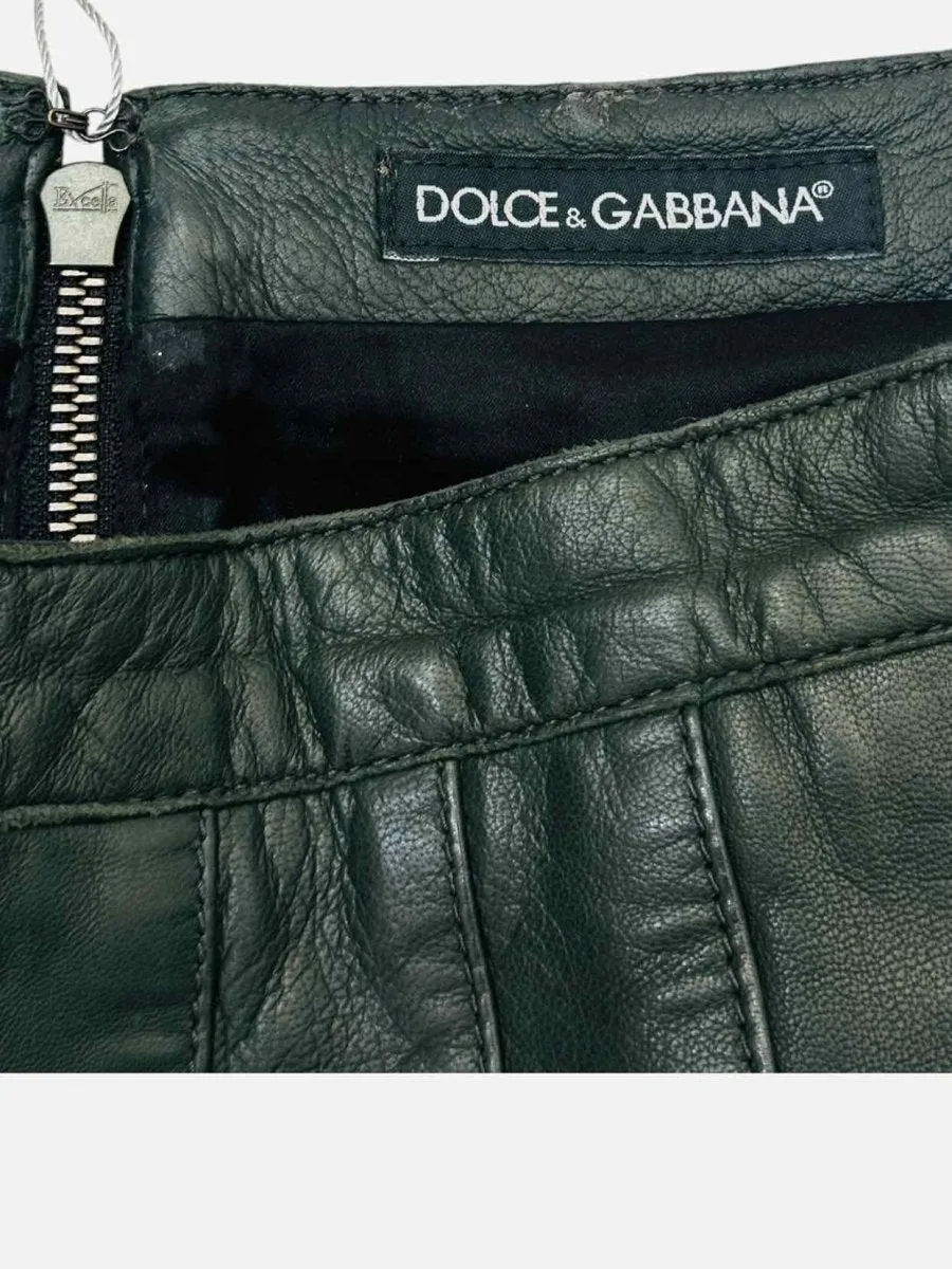 DOLCE & GABBANA Pleated Green Mini Skirt Small