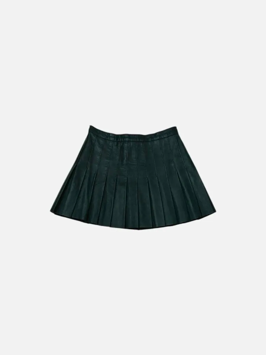 DOLCE & GABBANA Pleated Green Mini Skirt Small