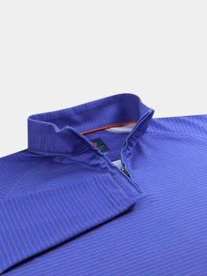 Donald Ross Mens Sport Fit Liam Long Sleeve Pencil Stripe 1/4 Zip Pullover - ATLANTIC BLUE CORAL