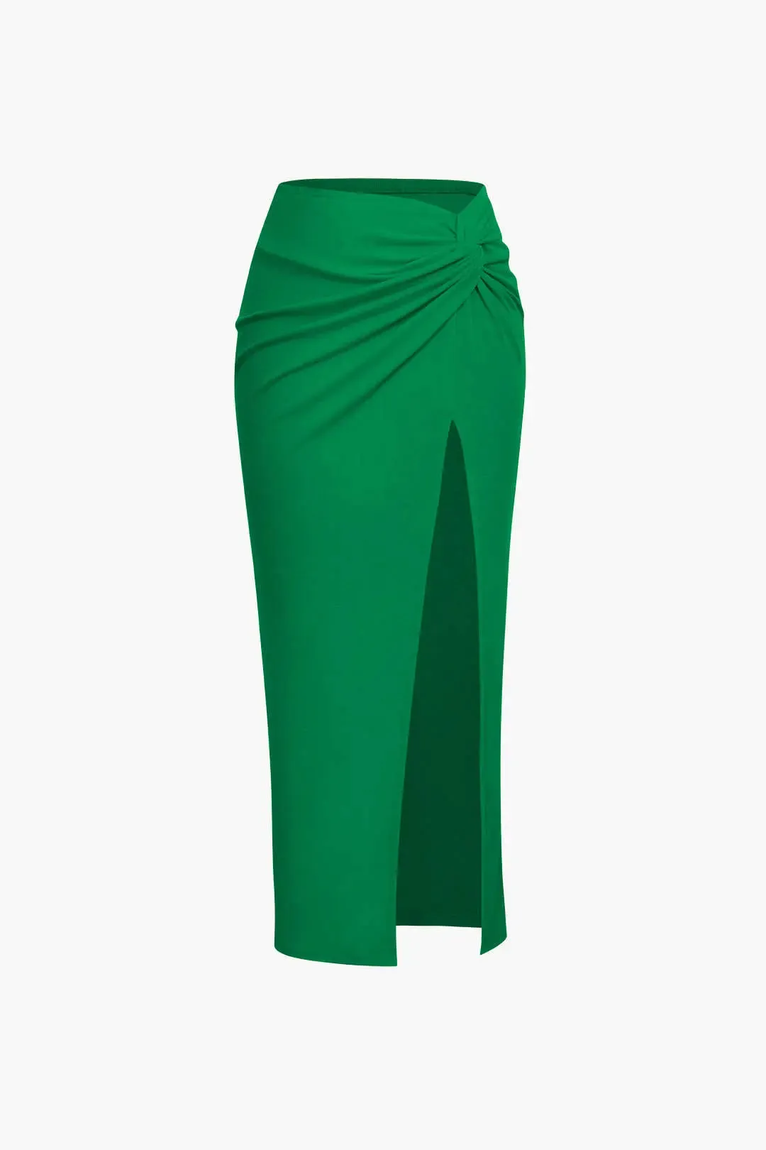 Doris - Knot Side Slit Design Woman's Knit Midi Skirt