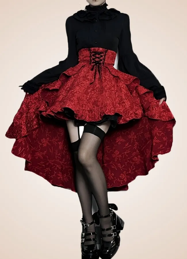 Double Layer Pleated Steampunk Skirt