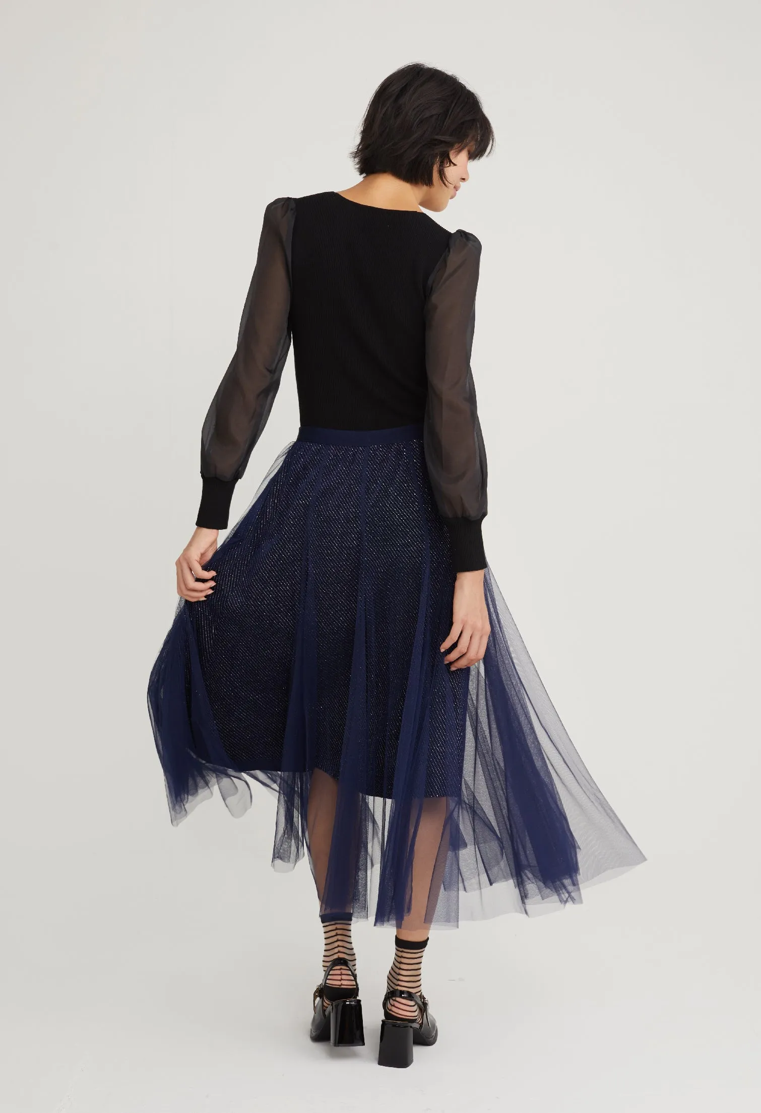 Double Layered Metallic Skirt