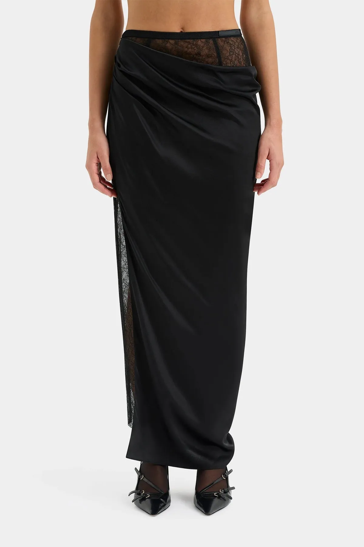 Dunya Draped Skirt in Black
