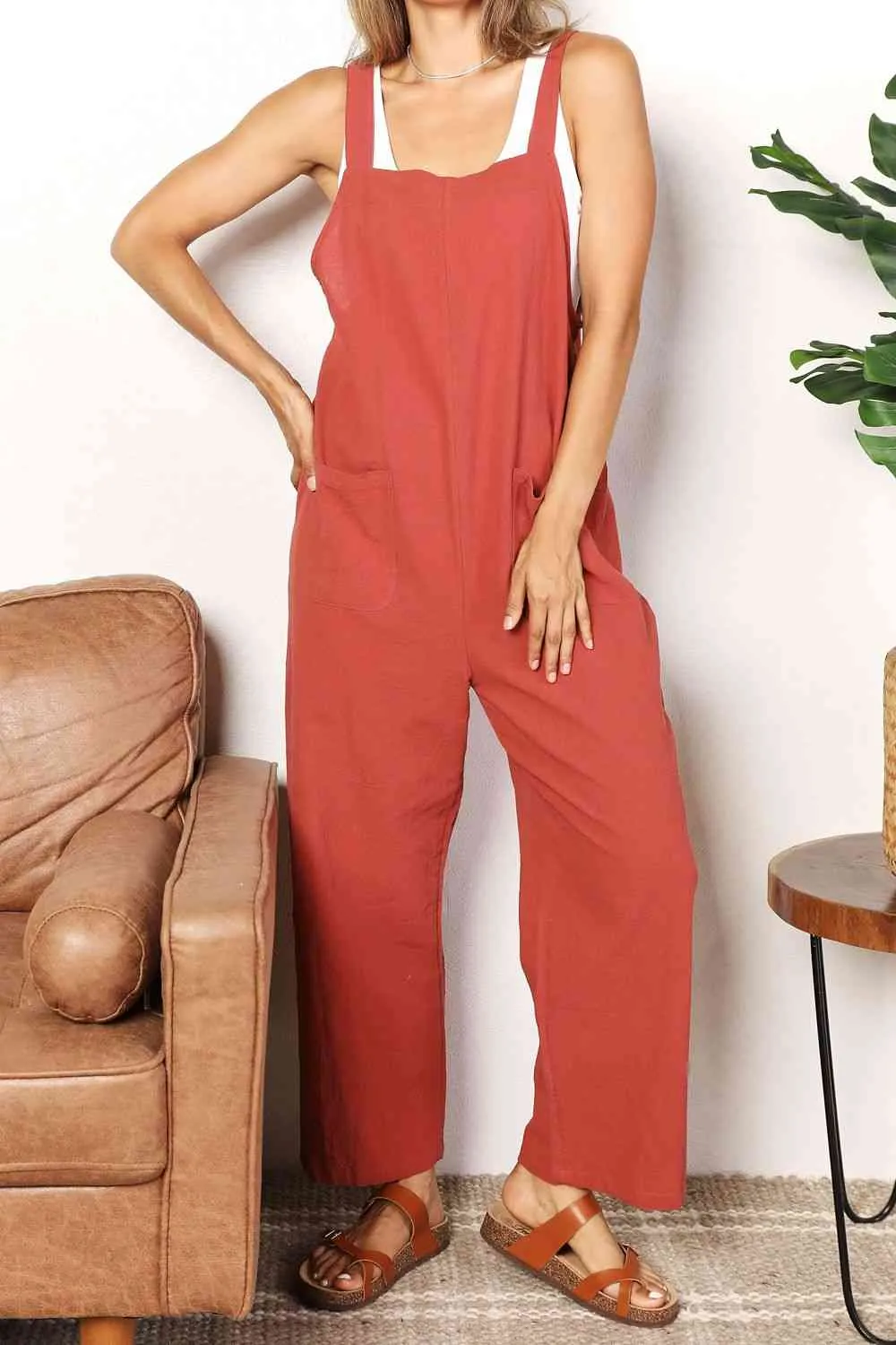 Dylan Wide Leg Overalls with Front Pockets