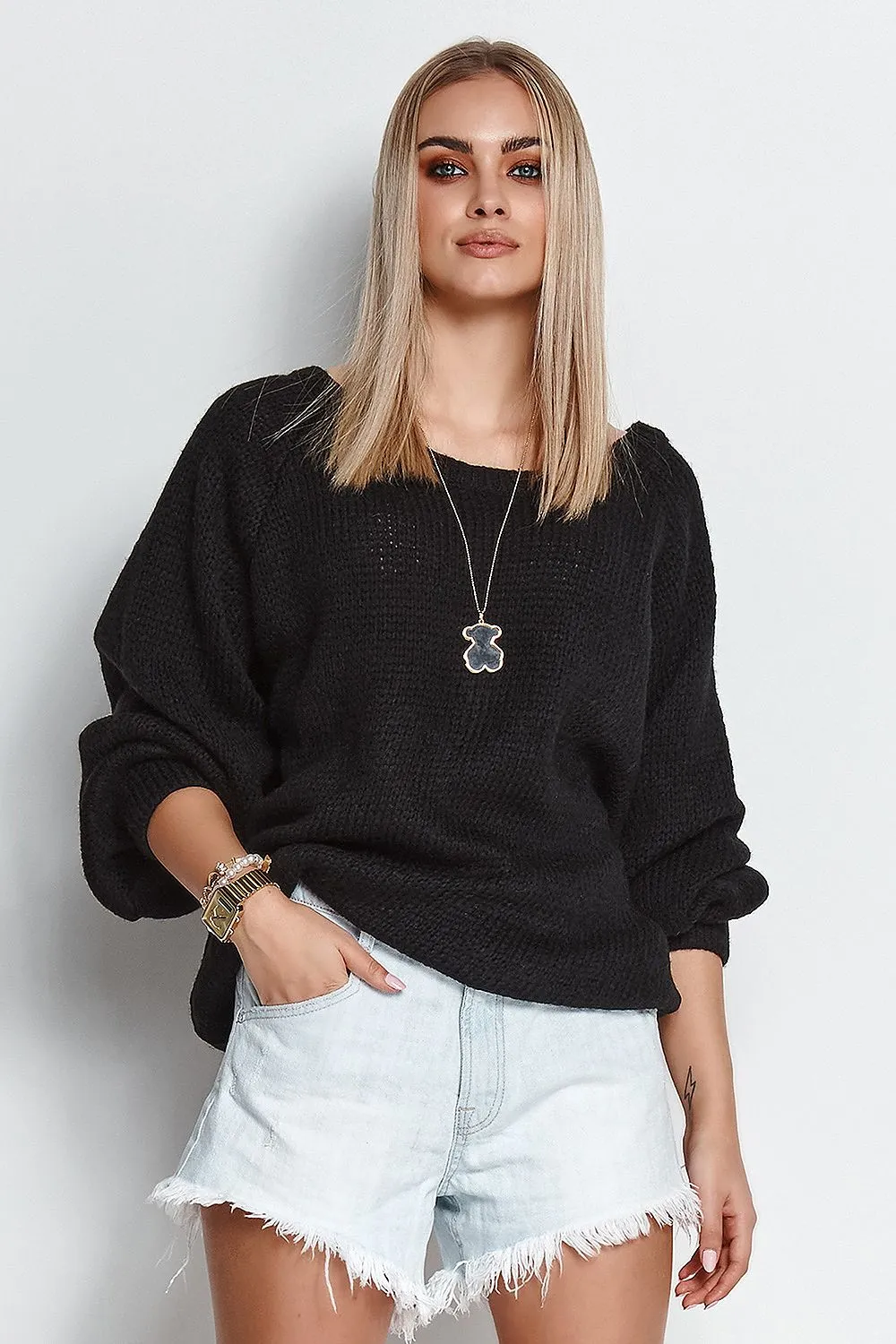 Elegant Boat-Neck Ribbed Sweater