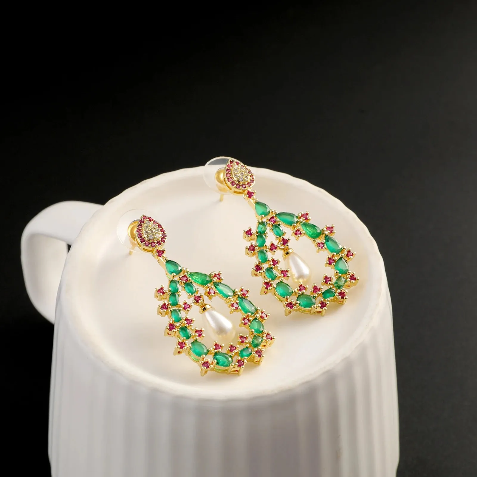Elegant Luxurious Stylish Simple Mixed Colored Zirconia Jewelry 4 Piece Women's Jewelry Set for Wedding Party