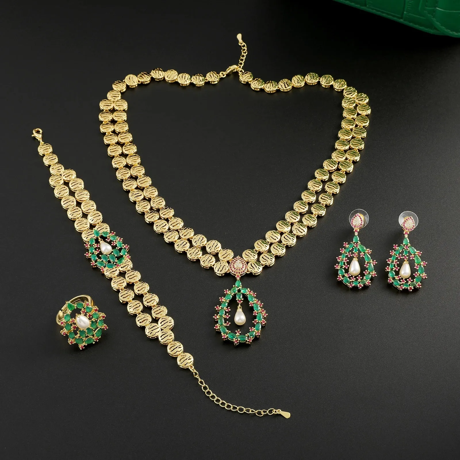 Elegant Luxurious Stylish Simple Mixed Colored Zirconia Jewelry 4 Piece Women's Jewelry Set for Wedding Party