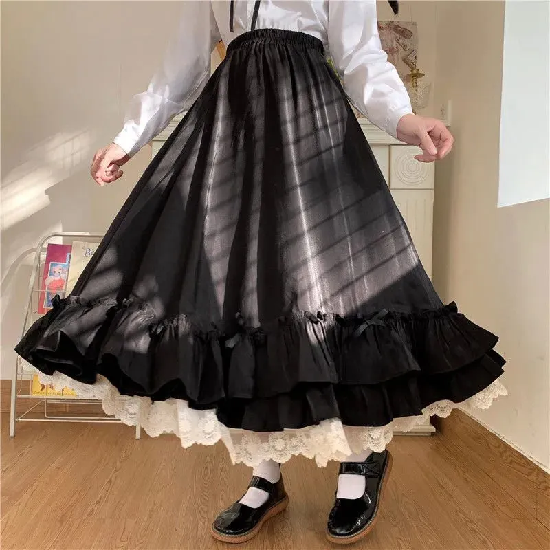 Elevate Your Style with our Vintage Pleated A-Line Ball Gown Long Midi Skirt for Women