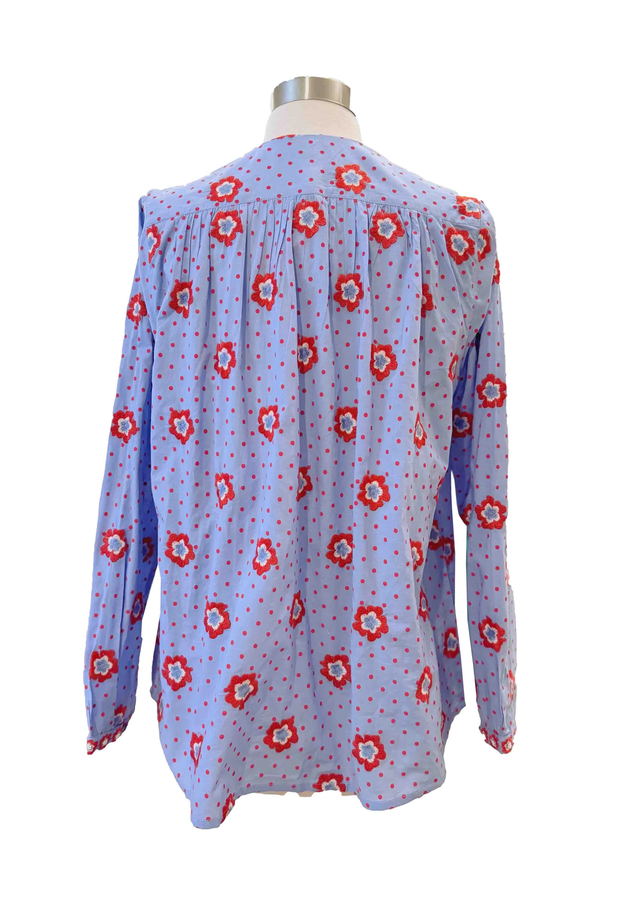 Embroidered Columbia Blouse, Red Dots