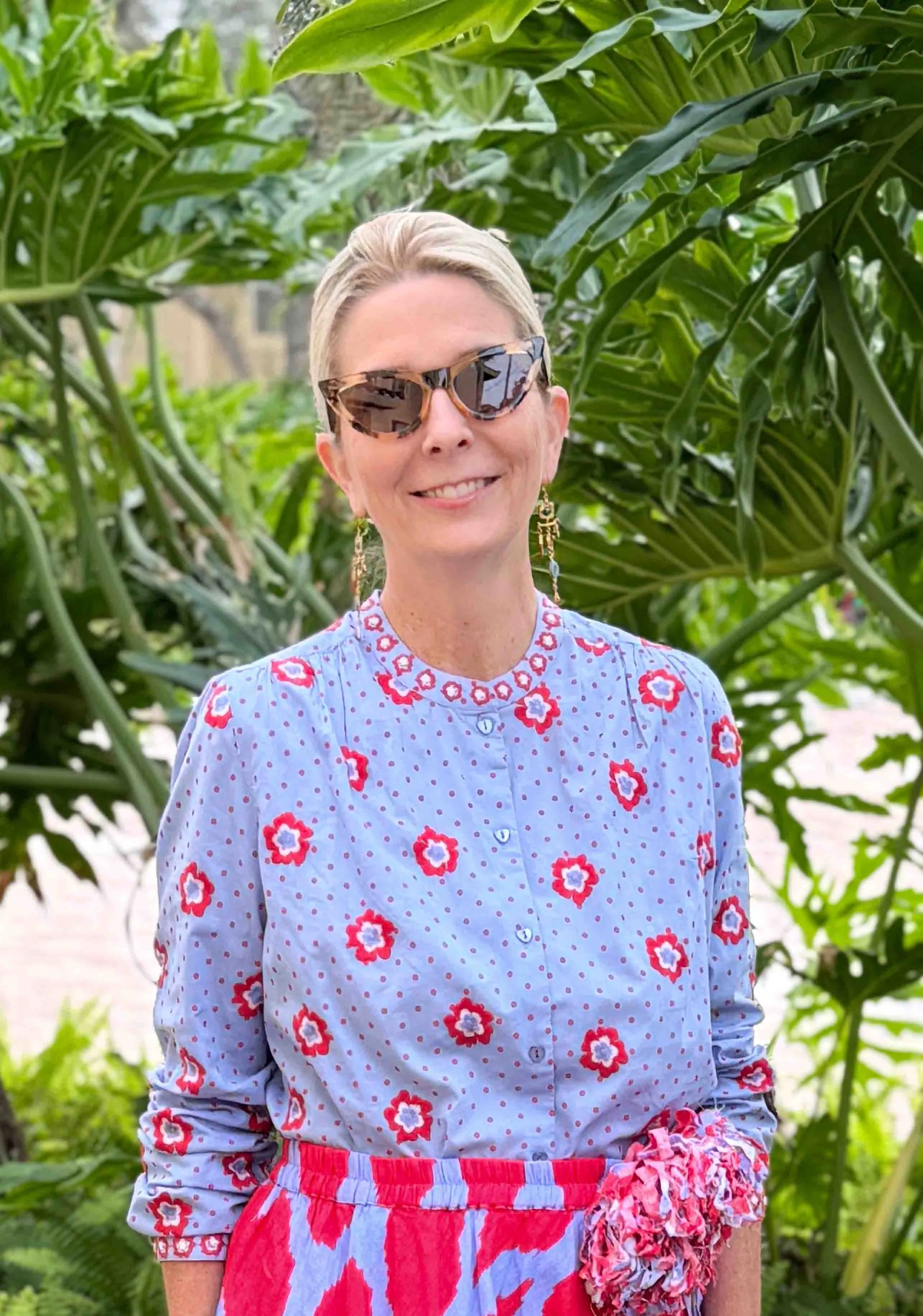 Embroidered Columbia Blouse, Red Dots