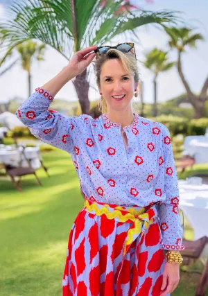 Embroidered Columbia Blouse, Red Dots