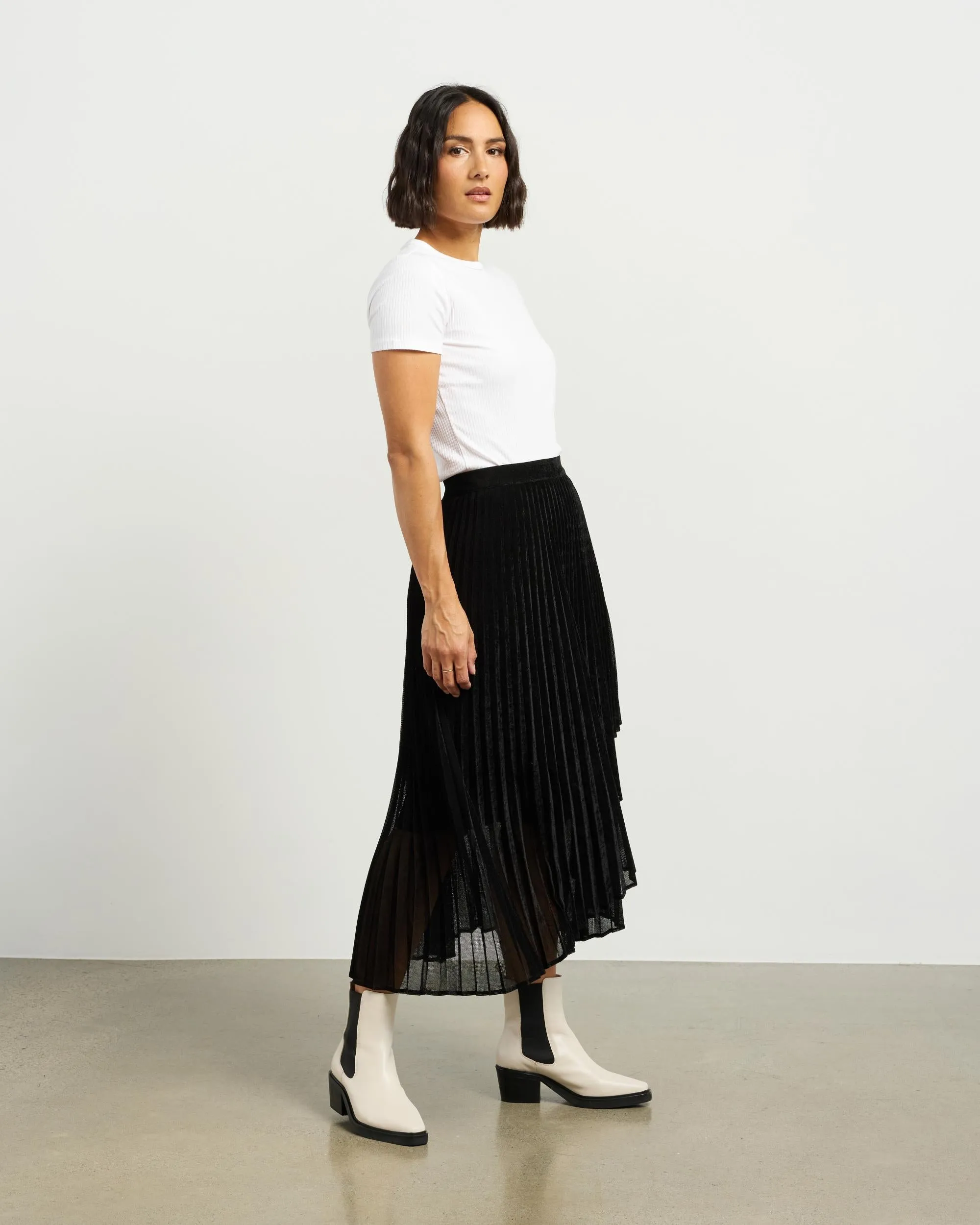 et alia Sawyer Skirt - Black Velvet Mesh