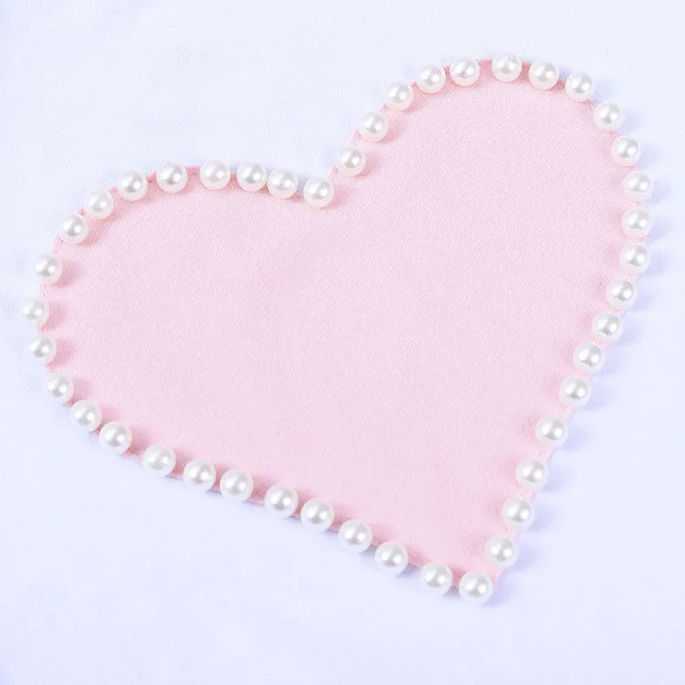 European And American Summer Children's Clothing New Girl Pearl Love White Short Sleeve   bow Skirt Baby Skirt Set