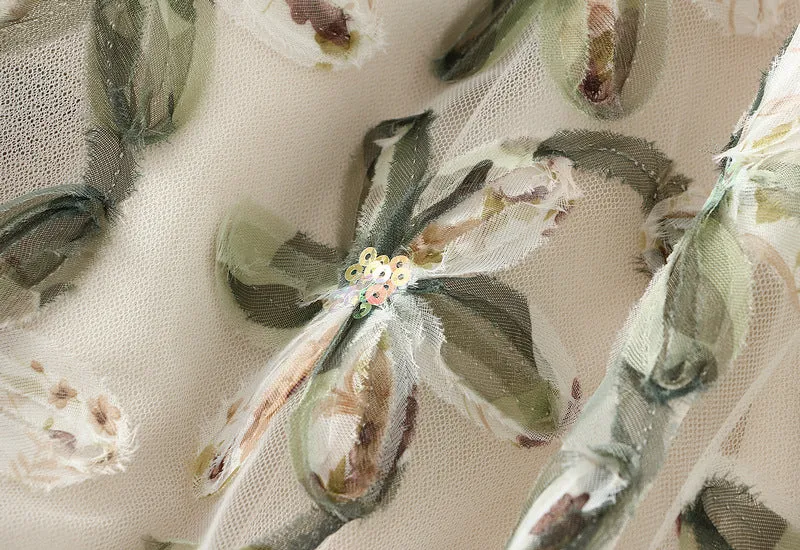 Exquisite Floral Sequined Fairy Gauze Skirt