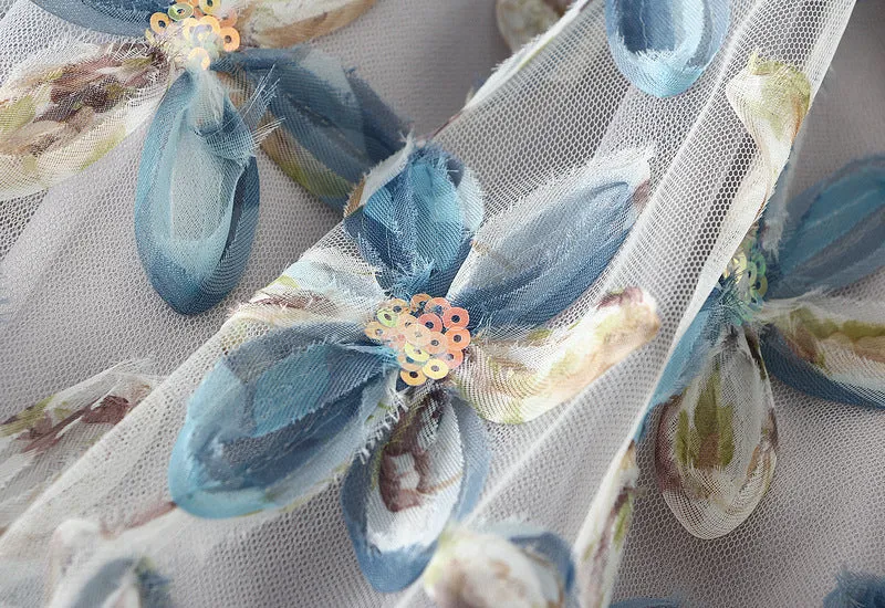Exquisite Floral Sequined Fairy Gauze Skirt