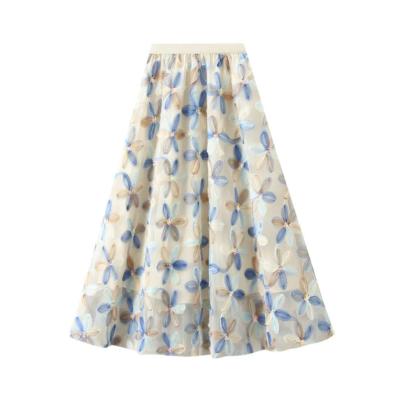 Exquisite Floral Sequined Fairy Gauze Skirt