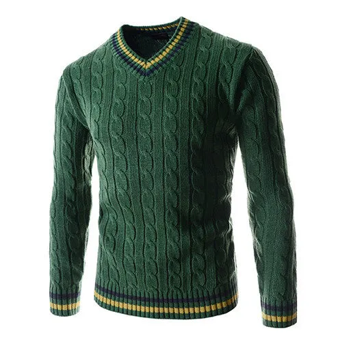 Fashion Winter Pullover Men Knitted Slim Sweater Christmas Jumper Mens Casual V-neck Sweaters