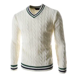 Fashion Winter Pullover Men Knitted Slim Sweater Christmas Jumper Mens Casual V-neck Sweaters