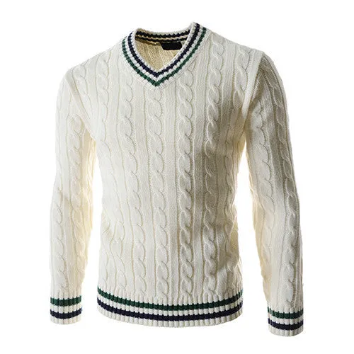 Fashion Winter Pullover Men Knitted Slim Sweater Christmas Jumper Mens Casual V-neck Sweaters