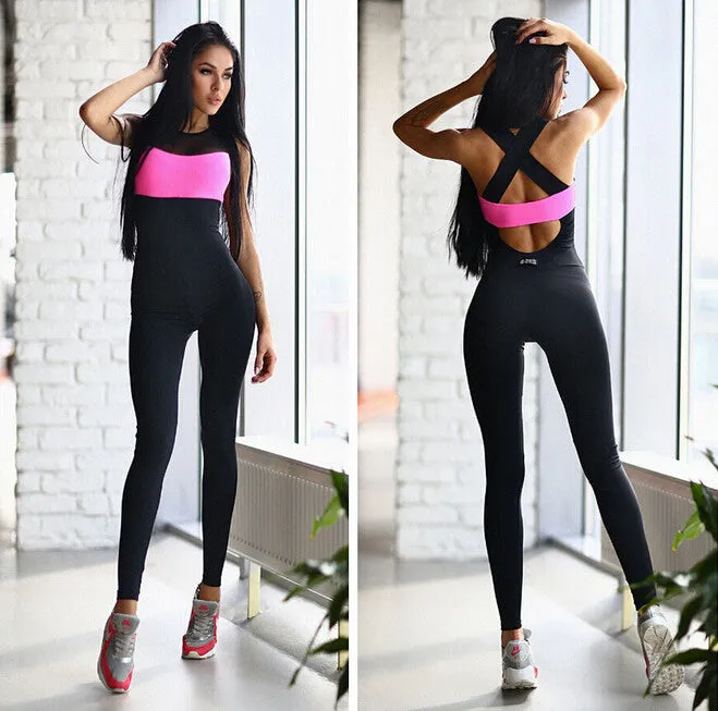 Fitness Jumpsuit Bodysuit Fashion Bandage Slim Elasticity Overalls Jumpsuit