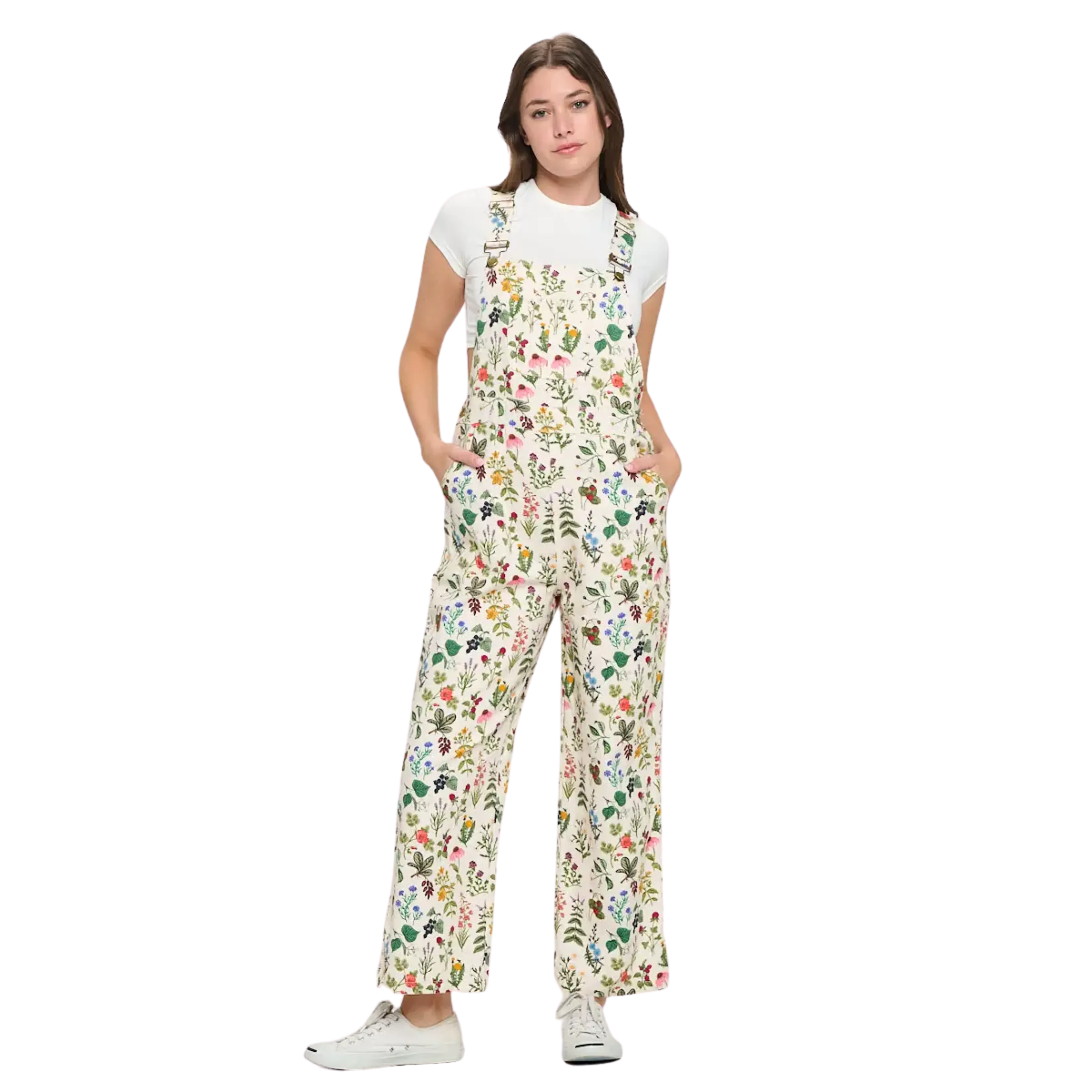 Floral Garden Print Overalls