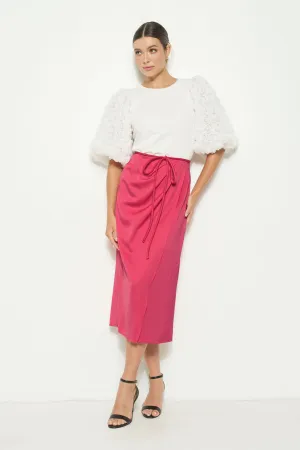 Fuchsia Flair Satin Midi
