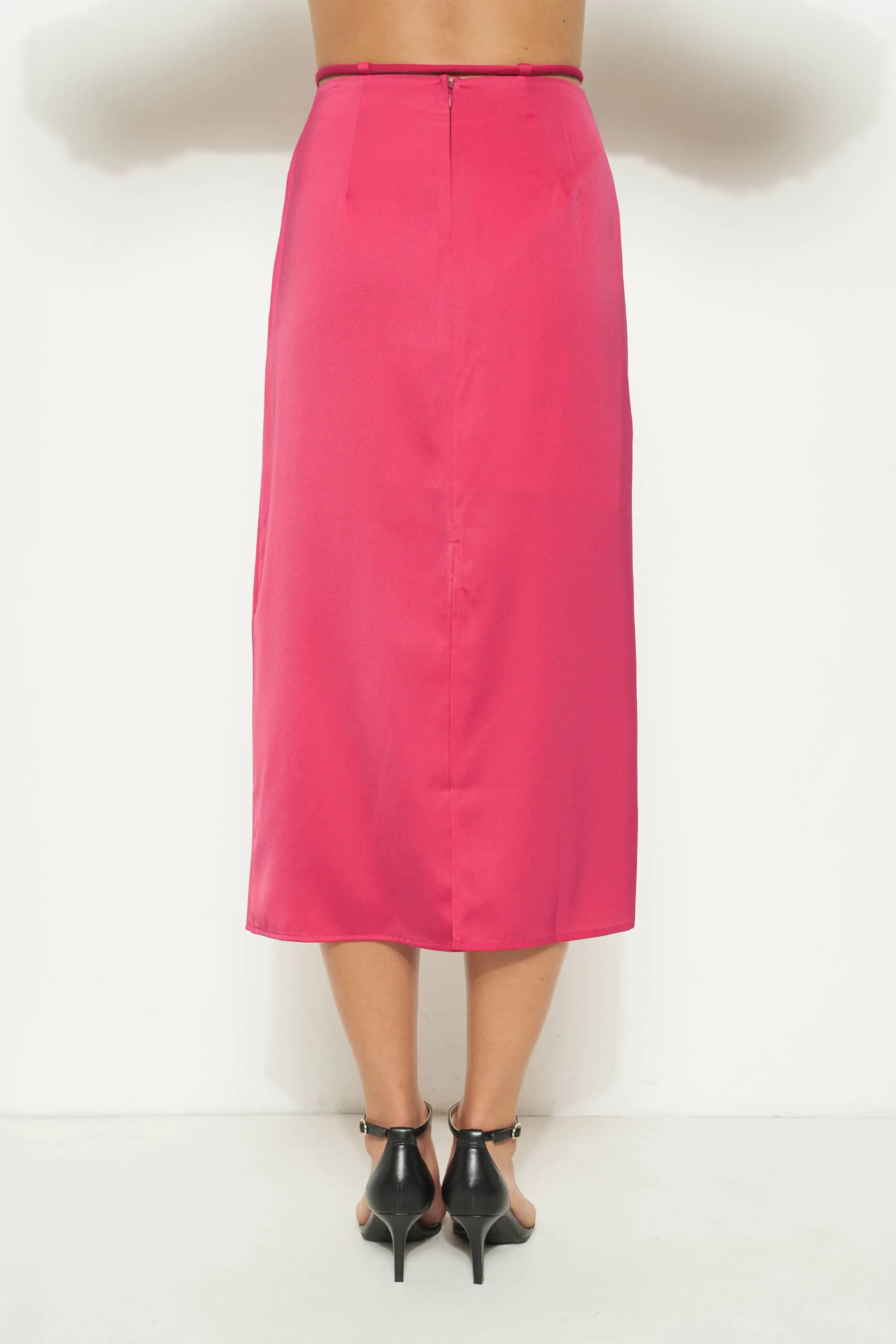 Fuchsia Flair Satin Midi