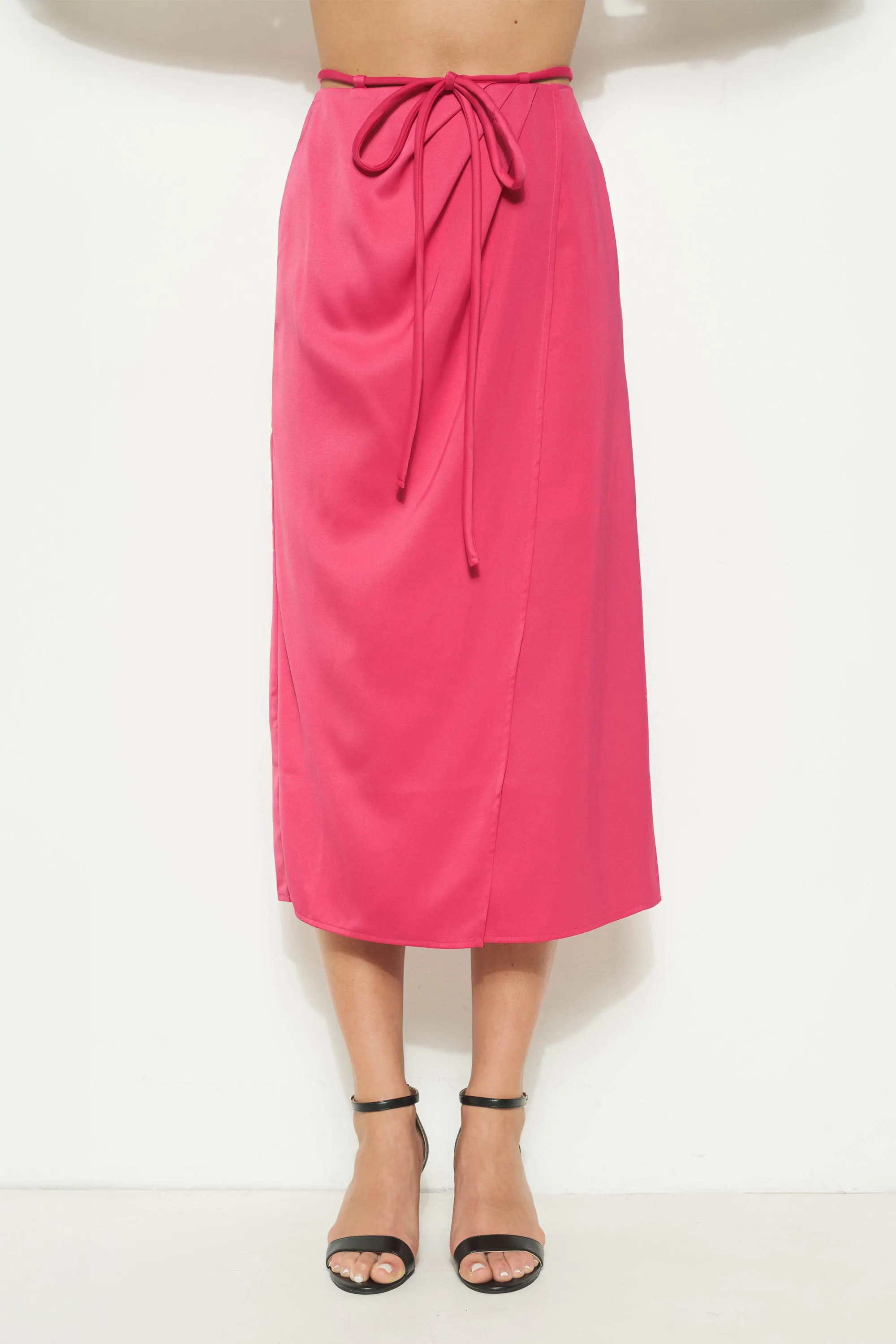 Fuchsia Flair Satin Midi