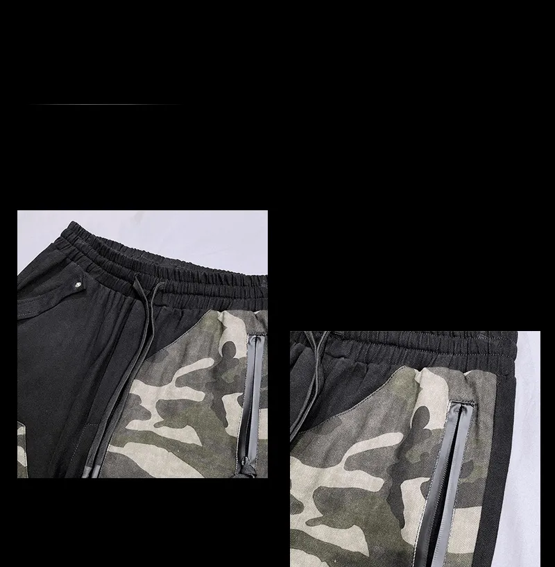 Functional Casual Overalls Camouflage Stitching Personality Slim