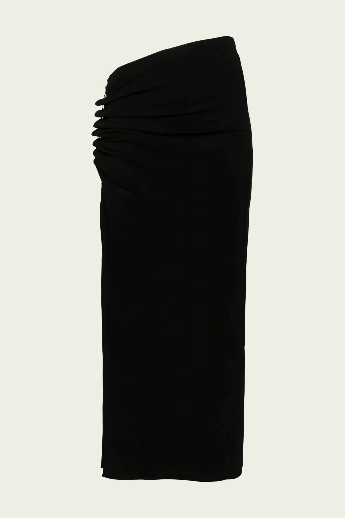 Gathered Midi Skirt in Black
