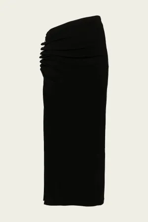 Gathered Midi Skirt in Black