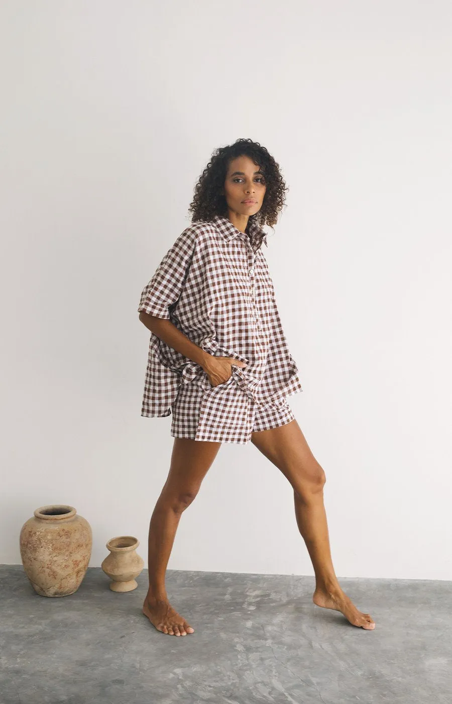 Gingham Paige Shirt Chocolate