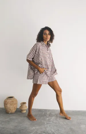 Gingham Paige Shirt Chocolate