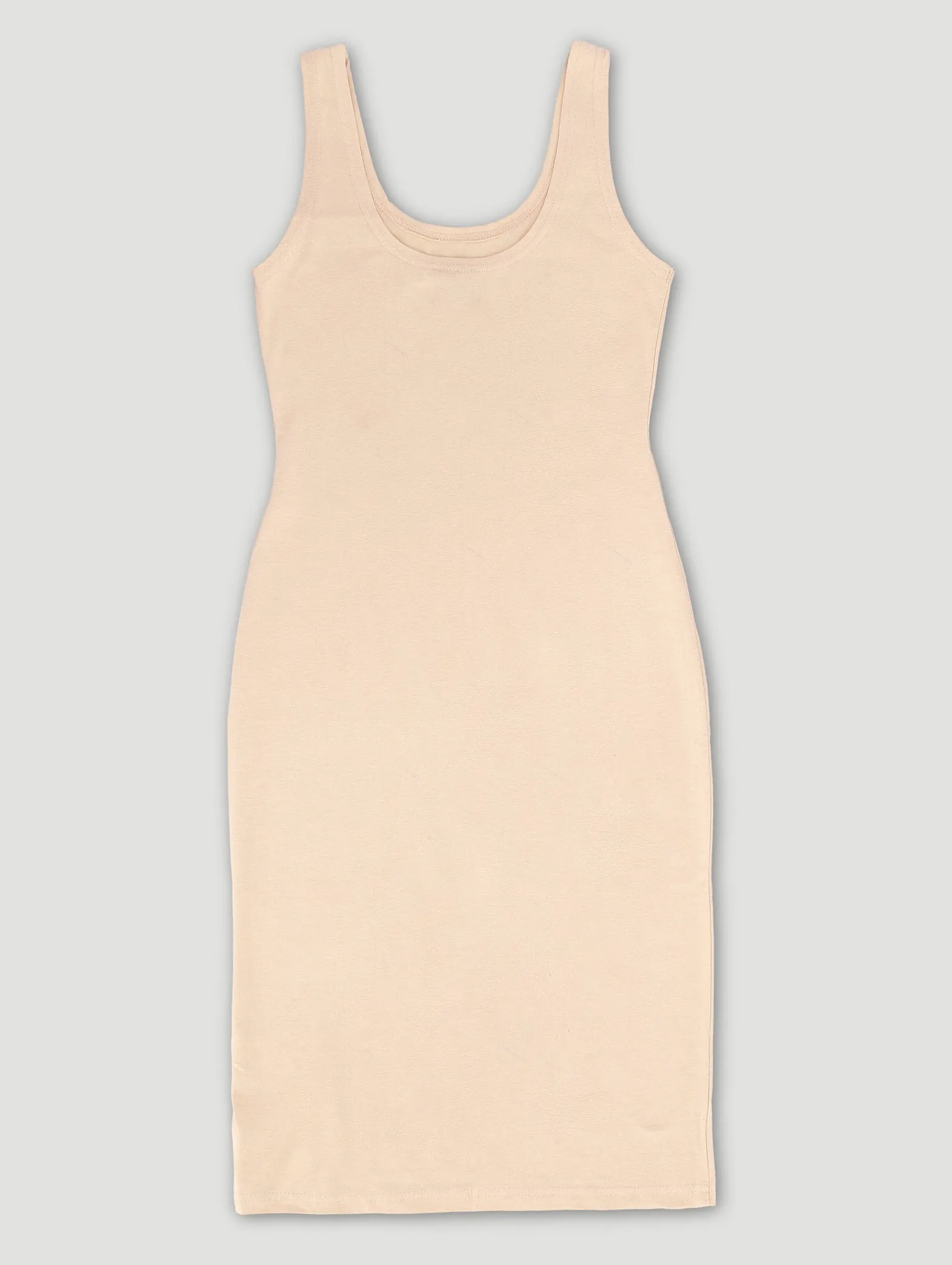 Girls Sleeveless Midi Bodycon Dress - Stone