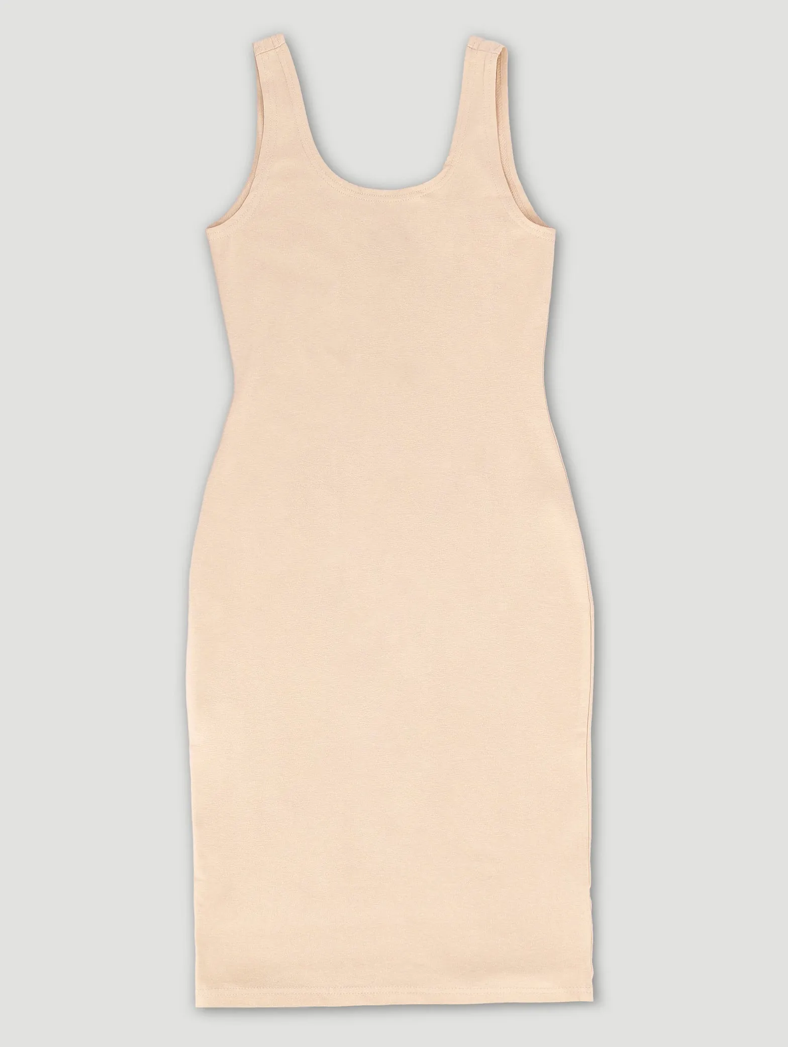 Girls Sleeveless Midi Bodycon Dress - Stone