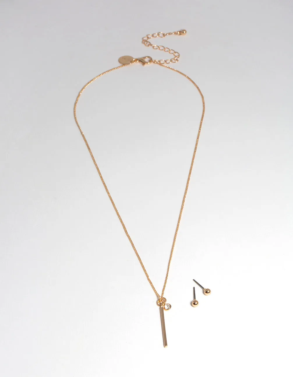 Gold Bar Earring & Necklace Set