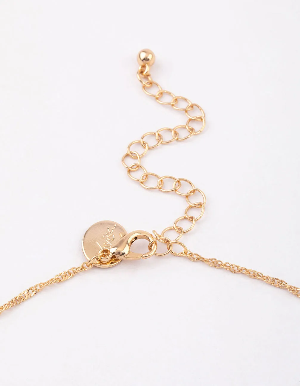 Gold Bezel Diamante Drop Necklace & Polishing Set