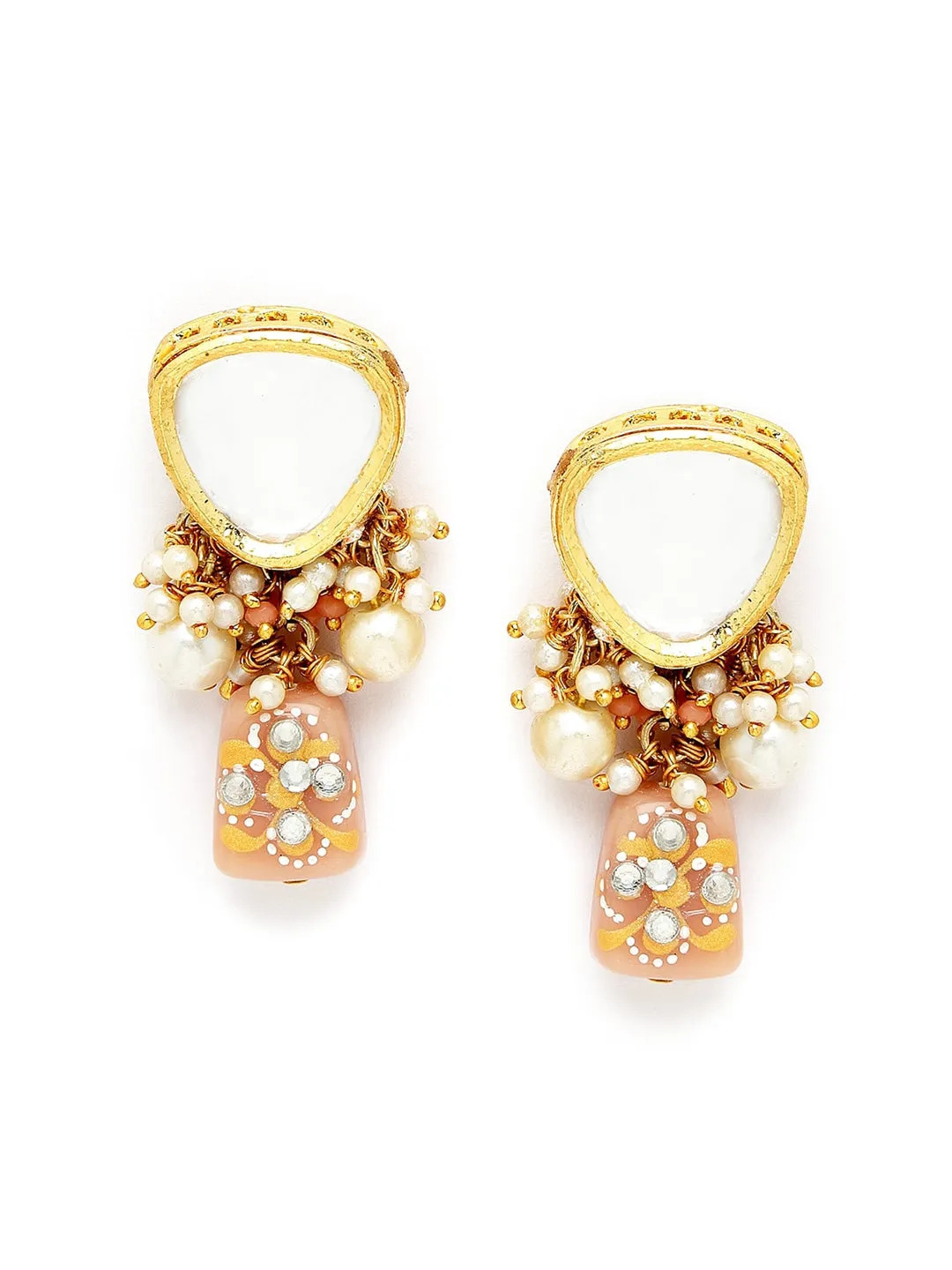 Gold-Plated Pink Studded Kundan Polki Jewellery set