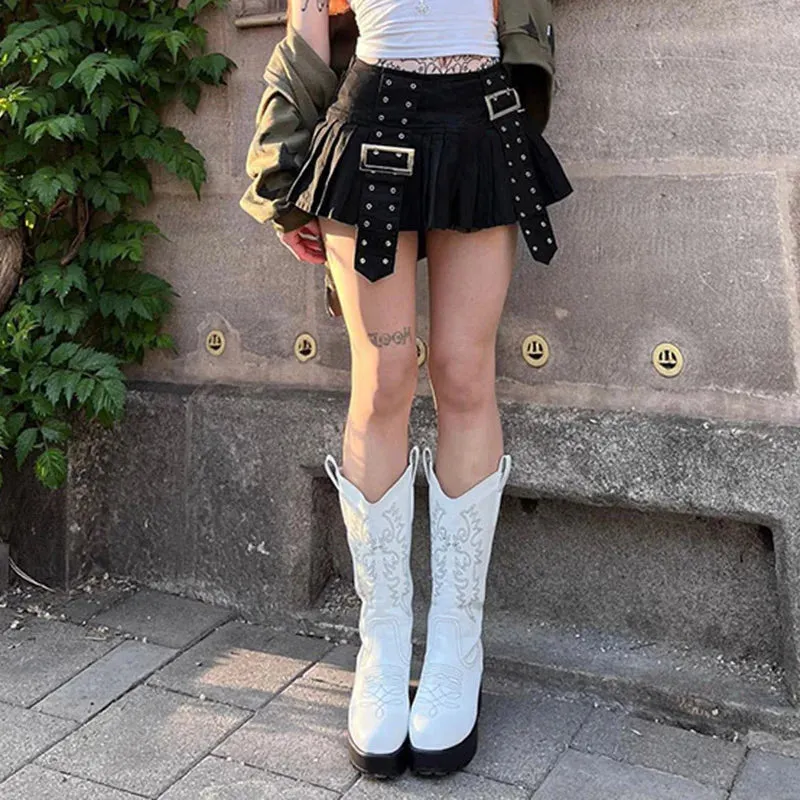Gothic A-line Pleated Skirt