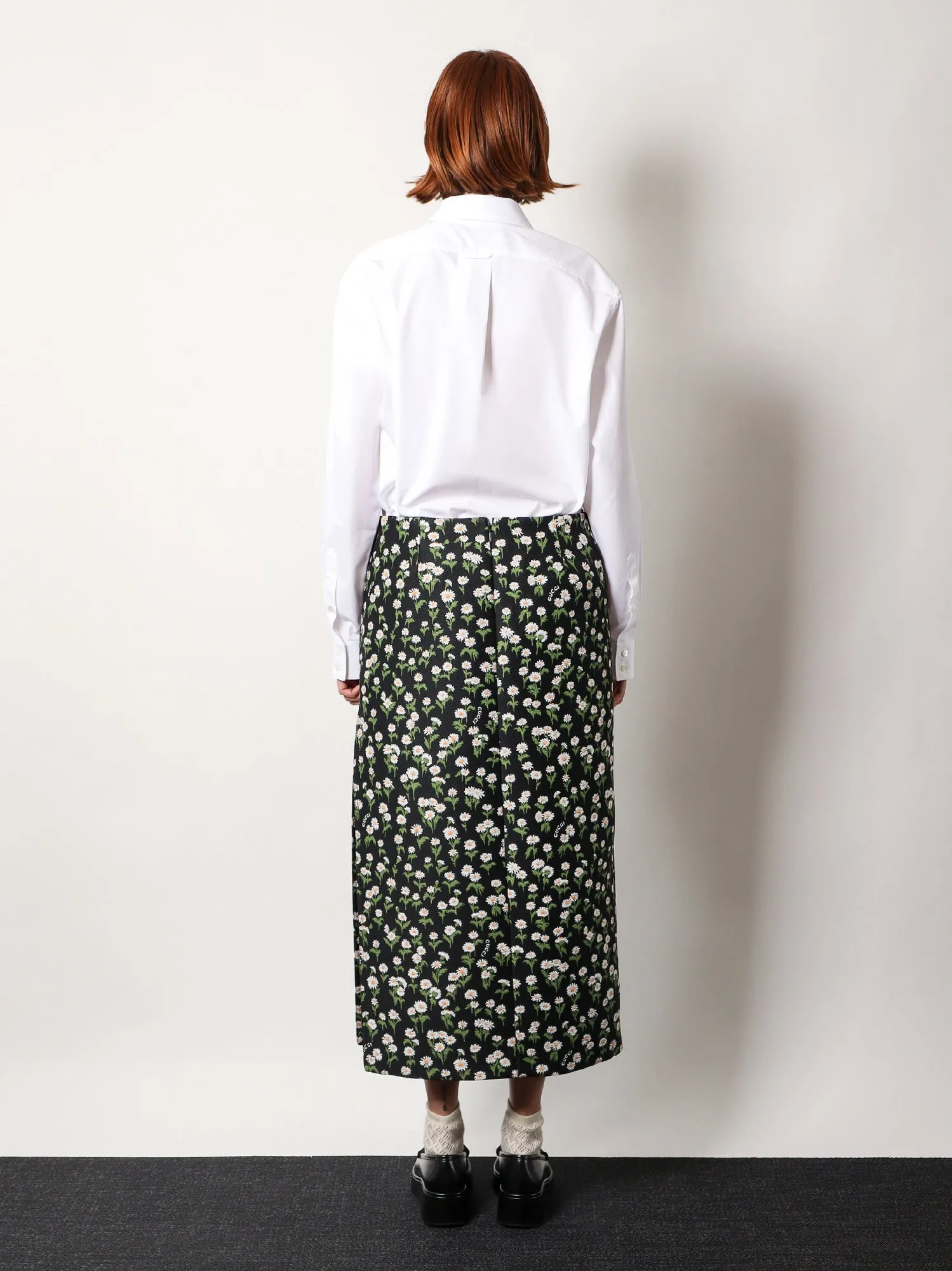 Gucci Crêpe Jacquard Midi Skirt With Floral Pattern